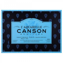 CANSON 31*41 ® HÉRITAGE AQUARELLE 300 GSM ROUGH GRANA TORCHON BLOCKS GLUED 4 SIDES 20 SHEETS 100% COTTON PAPER SIZE 31*41